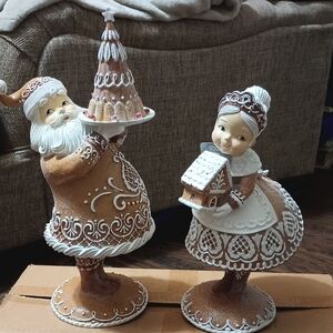 Gingerbread Santa and Girl Figurines